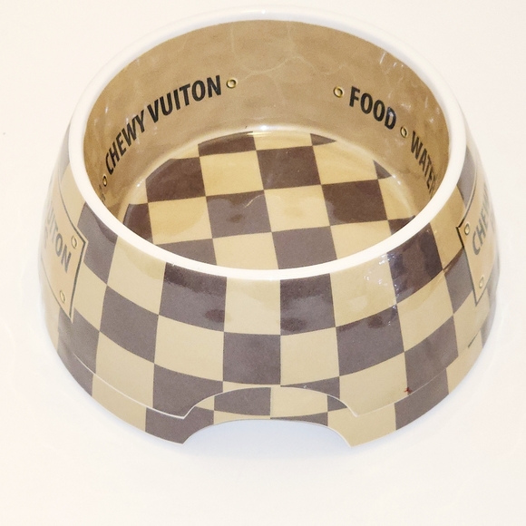 NEW Set of 2 Checker Chewy Vuiton Bowl and 2 Matching Checkered Placemat - Picture 7 of 12